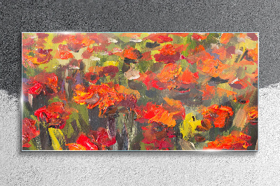 Glasbild Eine Blumenlandschaft in intensiven Farben