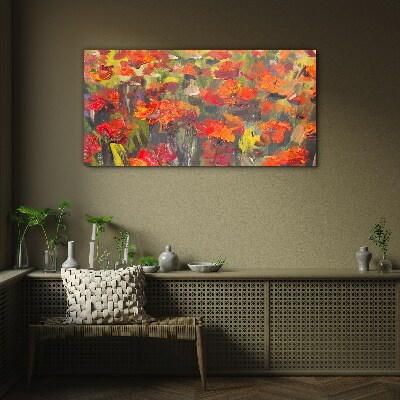 Glasbild Eine Blumenlandschaft in intensiven Farben