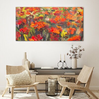 Glasbild Eine Blumenlandschaft in intensiven Farben