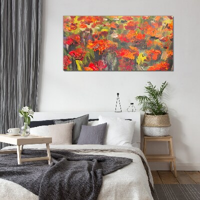 Glasbild Eine Blumenlandschaft in intensiven Farben