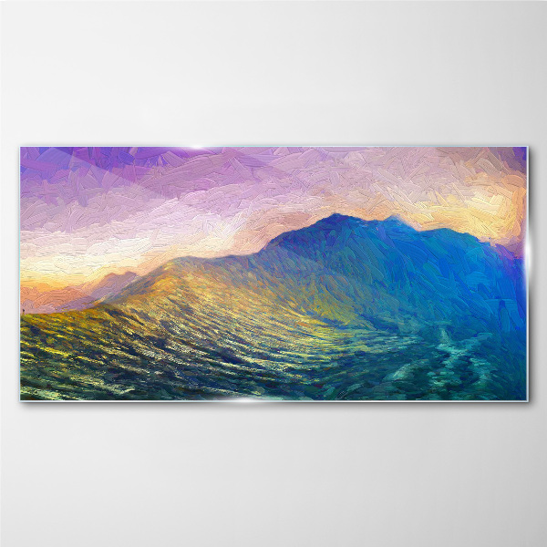 Glas bild Wellen in der untergehenden Sonne