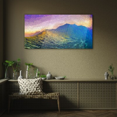Glas bild Wellen in der untergehenden Sonne