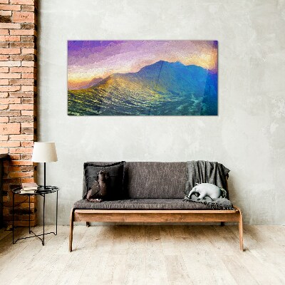Glas bild Wellen in der untergehenden Sonne
