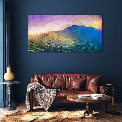 Glas bild Wellen in der untergehenden Sonne