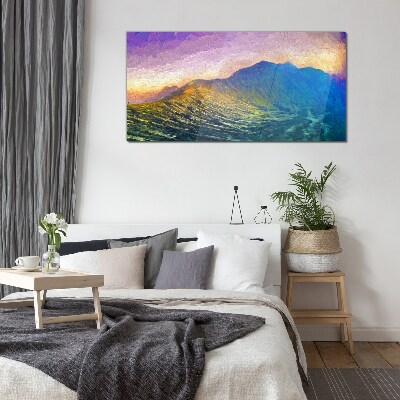 Glas bild Wellen in der untergehenden Sonne