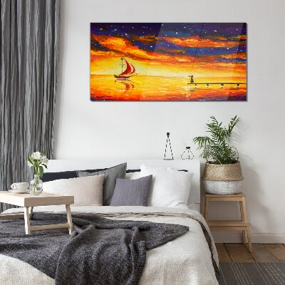 Glasbild Sonnenuntergang über dem Meer