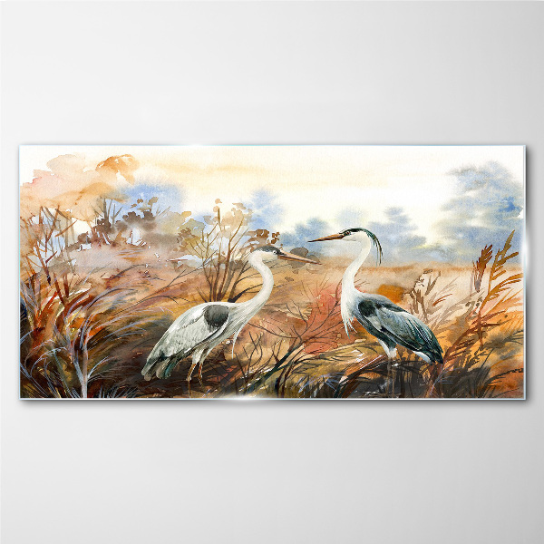 Glasbild Idylle unter den Störchen