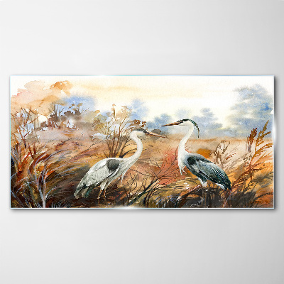 Glasbild Idylle unter den Störchen