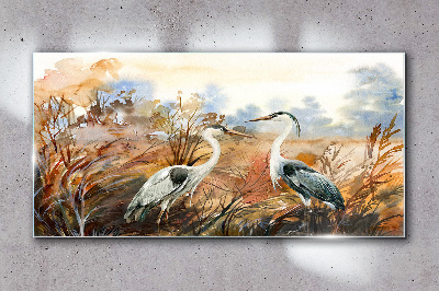Glasbild Idylle unter den Störchen