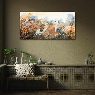 Glasbild Idylle unter den Störchen