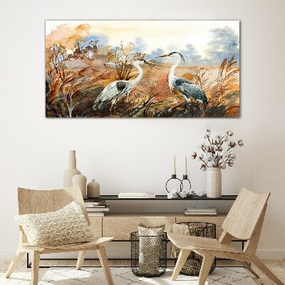 Glasbild Idylle unter den Störchen