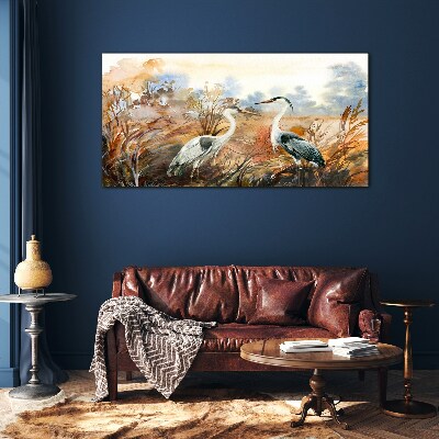 Glasbild Idylle unter den Störchen