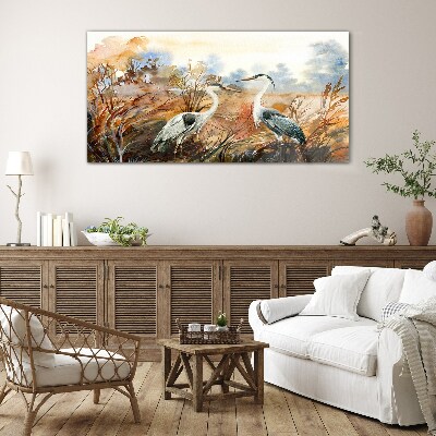 Glasbild Idylle unter den Störchen