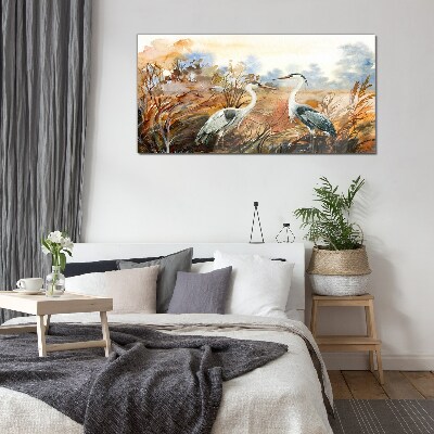 Glasbild Idylle unter den Störchen