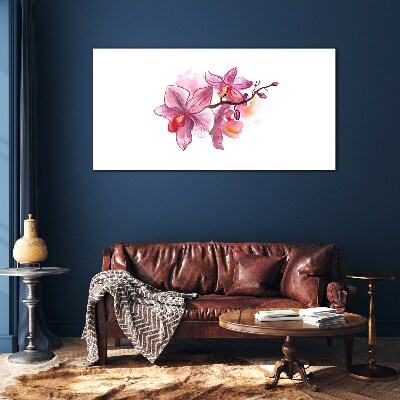 Glasbild Rosa Orchideen auf weißem Hintergrund