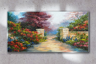 Bild auf glas drucken Ein Blumenparadies in Farben