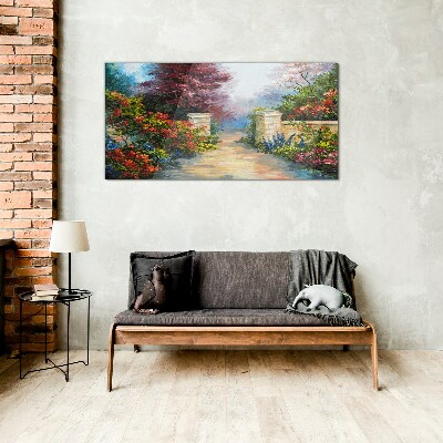 Bild auf glas drucken Ein Blumenparadies in Farben
