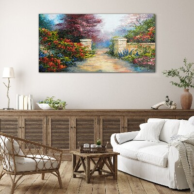 Bild auf glas drucken Ein Blumenparadies in Farben