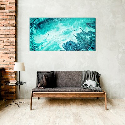 Glasbild Blaue Wellen in den Meerestiefen