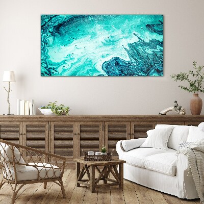 Glasbild Blaue Wellen in den Meerestiefen