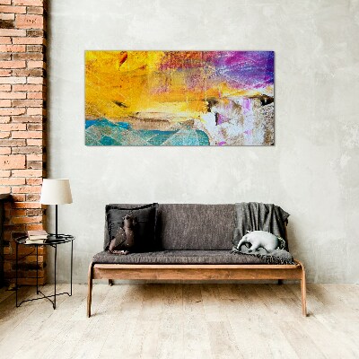 Glasbild Abstrakte Landschaft in intensiven Farben
