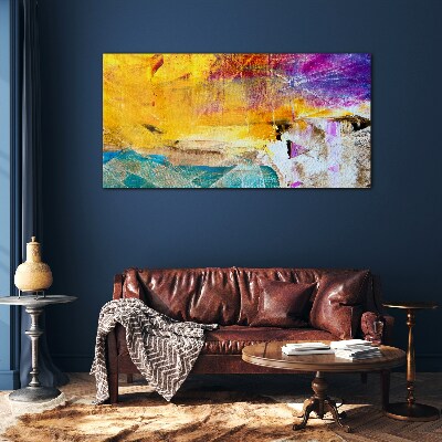 Glasbild Abstrakte Landschaft in intensiven Farben