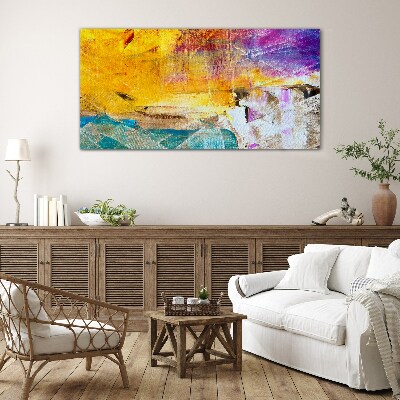 Glasbild Abstrakte Landschaft in intensiven Farben