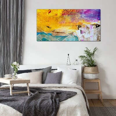 Glasbild Abstrakte Landschaft in intensiven Farben