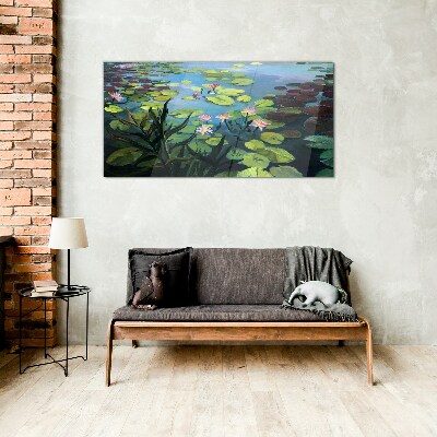 Glasbild Seerosen