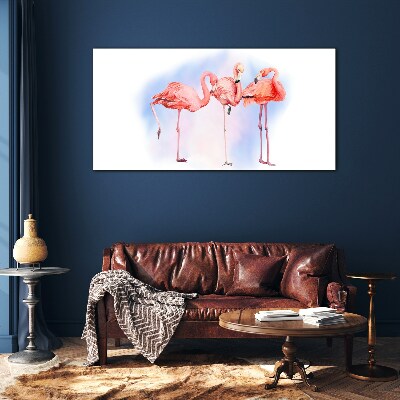 Foto auf glas Rosa Flamingos auf pastellfarbenem Hintergrund