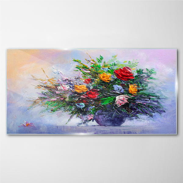 Glasbild Frühlingsblumenstrauß