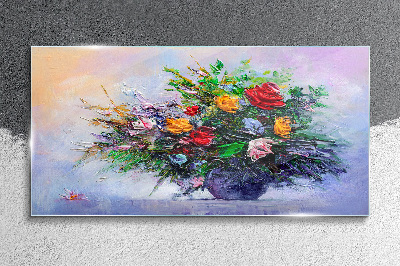 Glasbild Frühlingsblumenstrauß