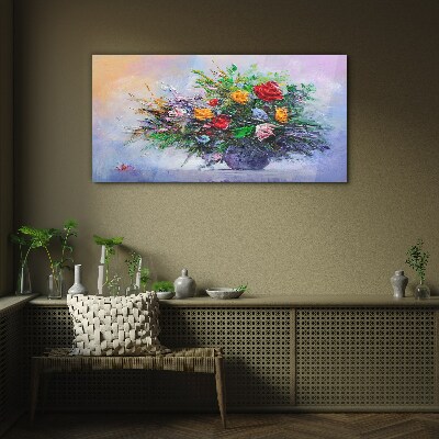 Glasbild Frühlingsblumenstrauß