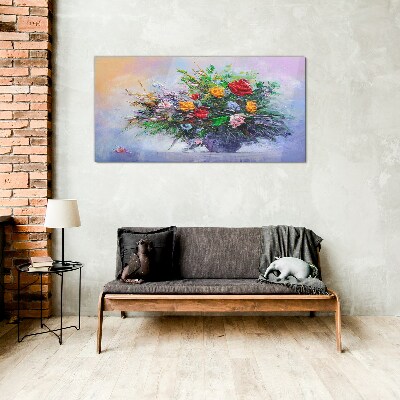 Glasbild Frühlingsblumenstrauß