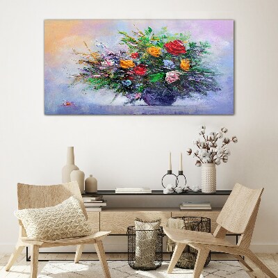 Glasbild Frühlingsblumenstrauß