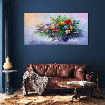 Glasbild Frühlingsblumenstrauß