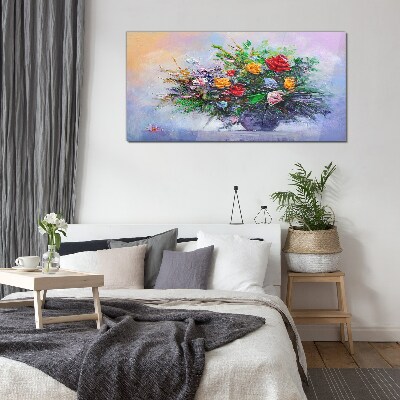 Glasbild Frühlingsblumenstrauß