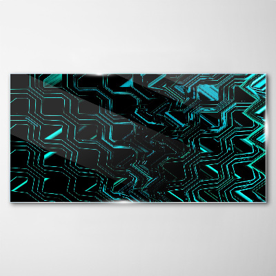 Glasbild Geometrie in Türkistönen