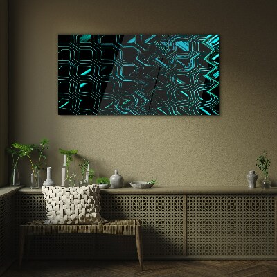 Glasbild Geometrie in Türkistönen