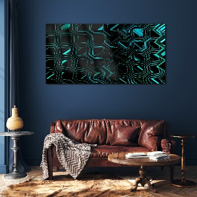 Glasbild Geometrie in Türkistönen
