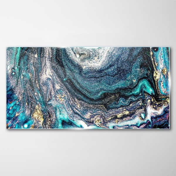 Glas bild Kosmische Wellen in Blautönen