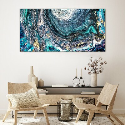Glas bild Kosmische Wellen in Blautönen