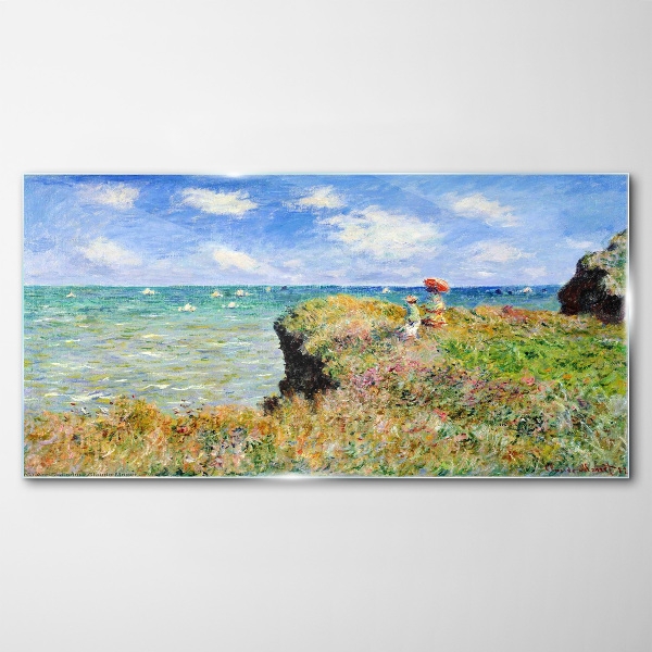Foto auf glas Klippenspaziergang bei Pourville Claude Monet
