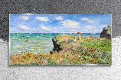 Foto auf glas Klippenspaziergang bei Pourville Claude Monet