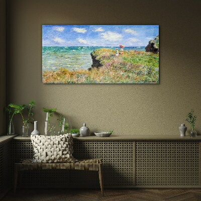 Foto auf glas Klippenspaziergang bei Pourville Claude Monet