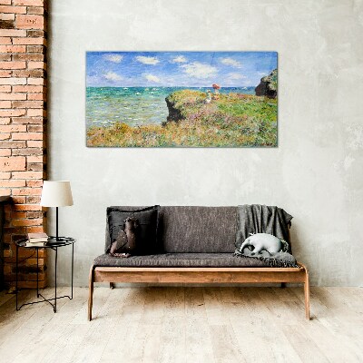 Foto auf glas Klippenmeer von Claude Monet