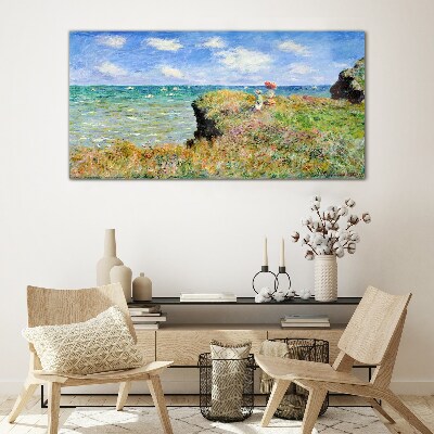 Foto auf glas Klippenspaziergang bei Pourville Claude Monet