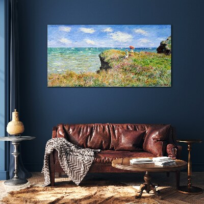 Foto auf glas Klippenspaziergang bei Pourville Claude Monet