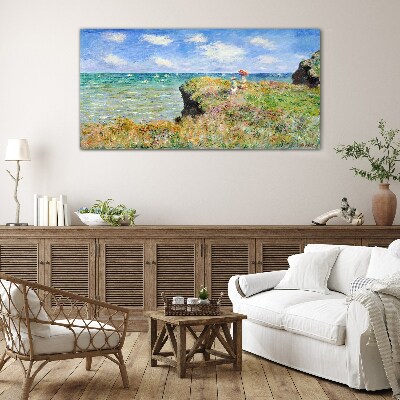 Foto auf glas Klippenspaziergang bei Pourville Claude Monet