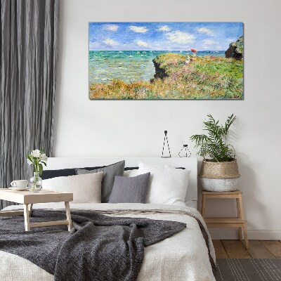 Foto auf glas Klippenspaziergang bei Pourville Claude Monet